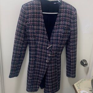 Zara Women's Tweed Blazer in Pink, Blue, and Black